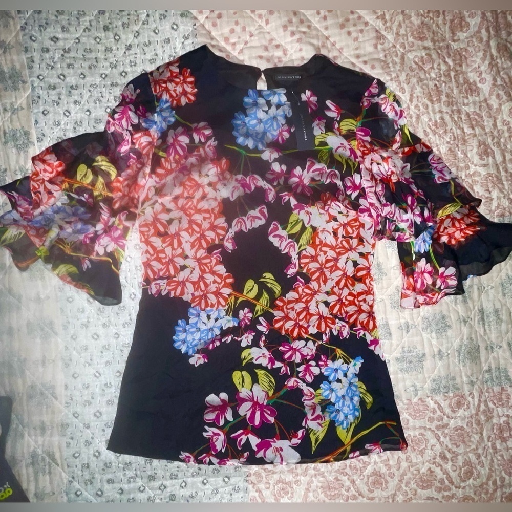 Josie Natori Hokkaido Blossom vintage 100% SILK Super soft! Size XS NWT